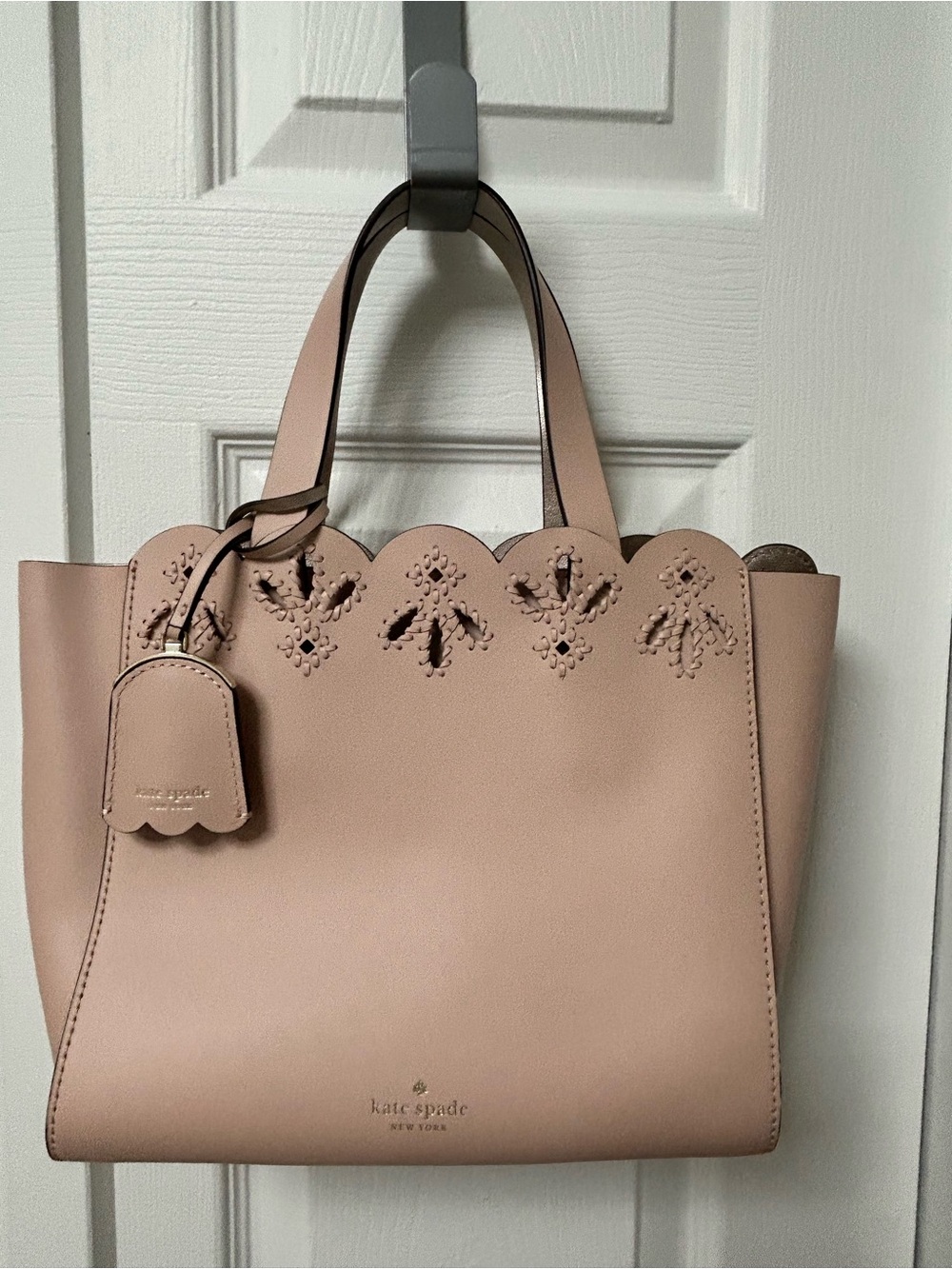 kate spade Blush Pink Scallop-Top Laser-Cut Leather Tote